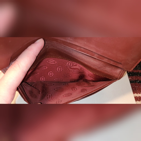 Auth Vintage Cartier Long Pills Mast Line Bordeaux Calfskin Leather- Burgundy - Picture 9 of 16